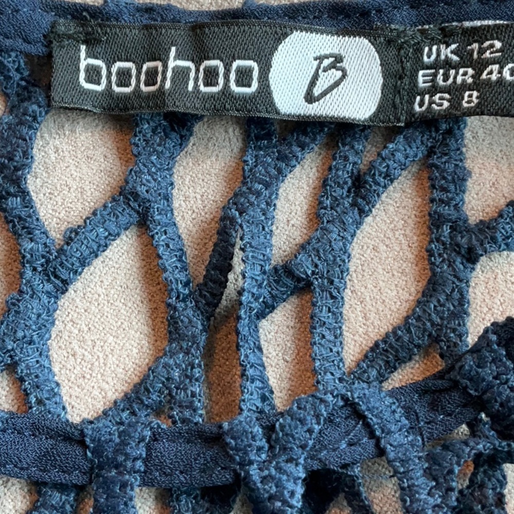 Boohoo Navy Crochet Midi Dress - Picture 4 of 7
